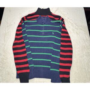 VTG Polo Ralph Lauren Qty 2 Women's Sweater Medium Striped 1/4 Zip Cotton